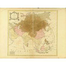 無款: Map of Japan and Asia, copperplate, hand-applied color, 1755 - 原書房