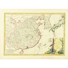 Bonne: Map of Japan and China, copperplate, hand-applied color, c.1783 - Hara Shobō