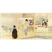 Kobayashi Kiyochika: A scene of winter competition of poems, from - Hara Shobō