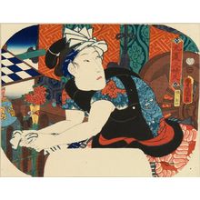 Utagawa Toyokuni (TOYOKUNI III)による浮世絵「A woman wearing a tatoo-designed shirt, 1860」