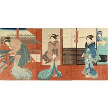 Utagawa Kunisada: Beauties in a restaurant, titled - Hara Shobō