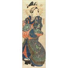 Utagawa Yoshitora: A full-length of a courtesan, vertical diptych, mounted as a hanging scroll, 1859 - Hara Shobō