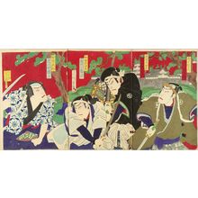 守川周重: Actors in a kabuki performance, triptych, 1880 - 原書房