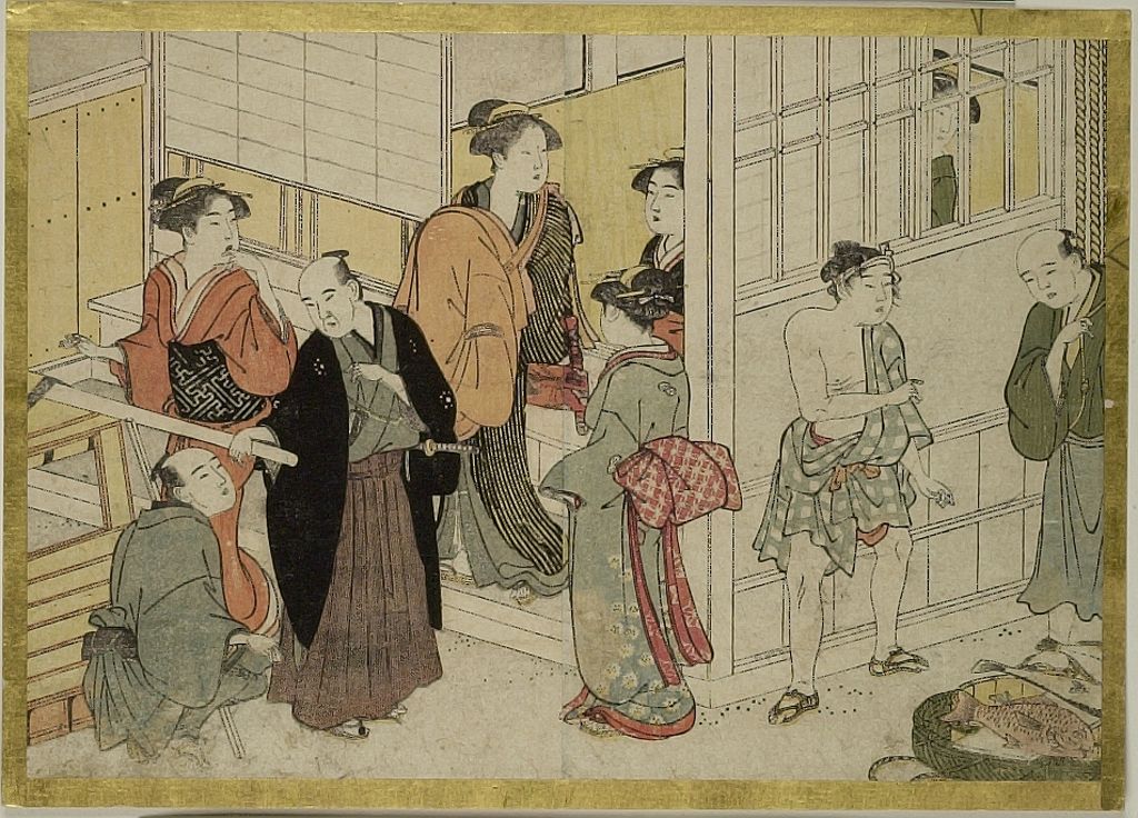 勝川春章: Street Scene (book illustration), Edo period, late 18th 