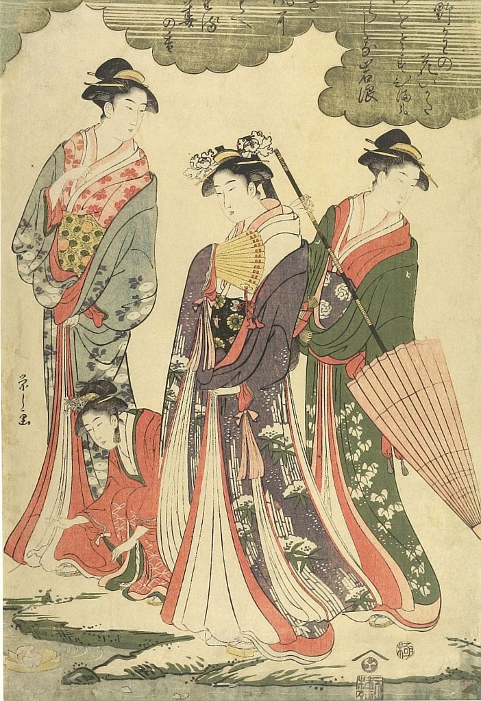 Hosoda Eishi: FOUR LADIES AT SHORE - Harvard Art Museum - Ukiyo-e Search