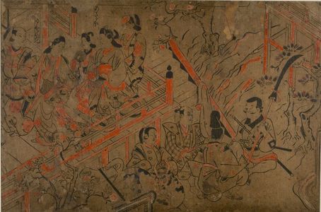 菱川師宣: Party at a Daimyô Residence, Early Edo period, circa 1670 - ハーバード大学