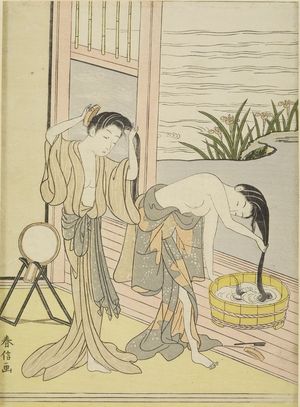 Suzuki Harunobu: Two Women Washing Their Hair, Edo period, circa 1767-1768 (Meiwa 4-5) - Harvard Art Museum