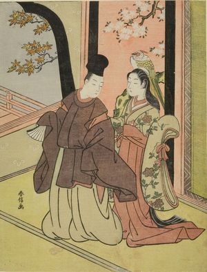 鈴木春信: Court Lady and Young Noble (Ono no Komachi & Ariwara no Narihira?), Edo period, circa 1766-1768 - ハーバード大学
