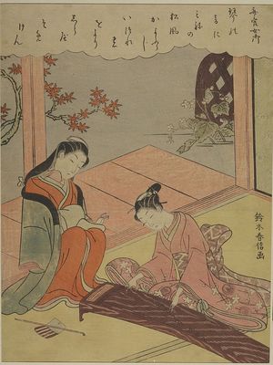 Suzuki Harunobu: Two Women, One Playing Koto, Edo period, circa 1665-1670 - Harvard Art Museum
