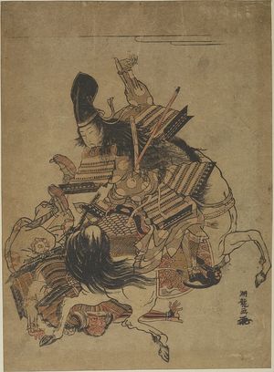 Isoda Koryusai: Warrior on a White Horse, Felling an Opponent, Mid Edo period, circa 1764-1780 - Harvard Art Museum