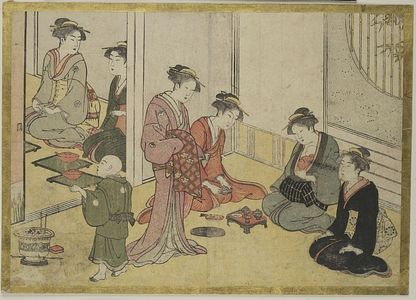 Katsukawa Shunsho: Women Gather for a Meal (book illustration), Edo period, late 18th century - Harvard Art Museum