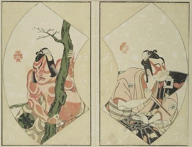 Katsukawa Shunsho: TWO FAN PRINTS MOUNTED TOGETHER - Harvard Art Museum