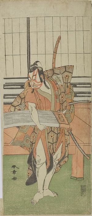 勝川春章: Actors Ichikawa Yaozô and Nakajima MIZO, Edo period, late 18th century - ハーバード大学