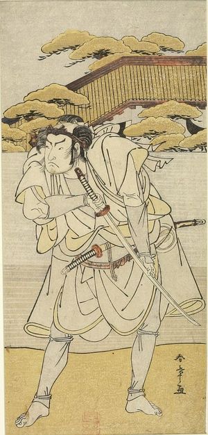 Katsukawa Shunsho: UNIDENTIFIED ACTOR WITH TWO SWORDS - Harvard Art Museum