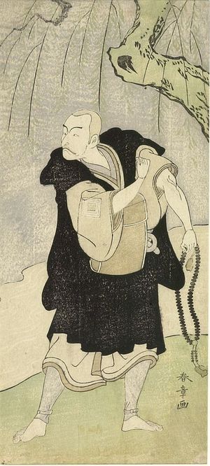 勝川春章: Actor Ichikawa Danjûrô 5th WITH A ROSARY BENEATH A WILLOW, Edo period, 1775 - ハーバード大学