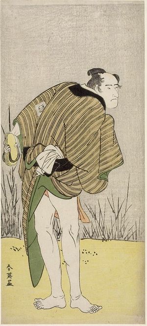 Katsukawa Shun'ei: MAN WITH BLACK AND TAN KIMONO - Harvard Art Museum