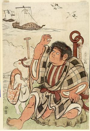 Torii Kiyonaga: Kintarô and Rabbit on the Shore - Harvard Art Museum