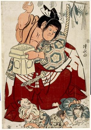 Torii Kiyonaga: Kintarô Throwing Beans at the Seko Mame Festival, Late Edo period, 1803 - Harvard Art Museum