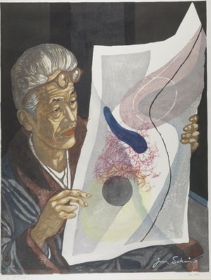 関野準一郎: Portrait of the Artist Onchi Kôshirô, Shôwa period, dated 1956 - ハーバード大学