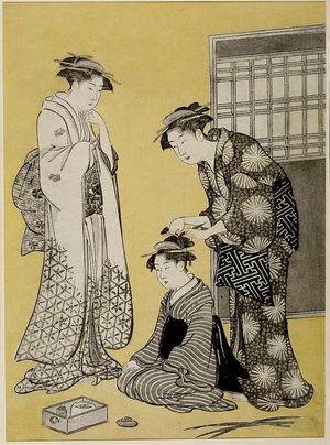 Katsukawa Shuncho, 勝川春潮 (Katsukawa Shunchô)による浮世絵「Hairdresser」