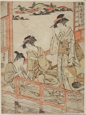 Torii Kiyonaga: Dôgashima, from the series Seven Noted Hot Springs in Hakone (Hakone shichi to meisho), Mid Edo perod, 1780 - Harvard Art Museum