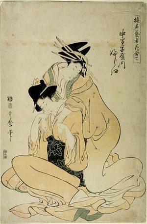 Kitagawa Utamaro: Courtesan Fujie of the Nakamajiya (Nakamajiya uchi Fujie), from the series - Harvard Art Museum