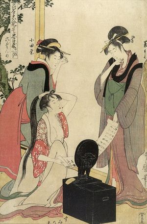 喜多川歌麿: Act Six from the series Treasury of Loyal Retainers (Chûshingura) Parodied by Famous Beauties: A Set of Twelve Prints (Komei bijin mitate Chûshingura, junimai tsuzuki), Late Edo period, circa 1794-1795 - ハーバード大学