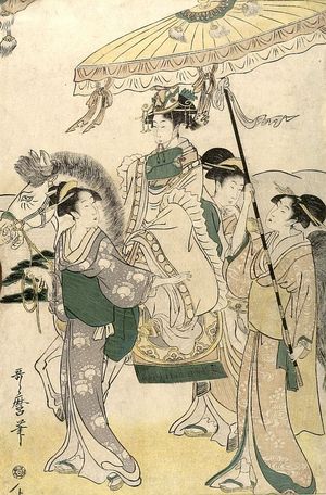 Kitagawa Utamaro: Parody of the Procession of a Korean Ambassador (Mitate Tojin gyoretsu), Late Edo period, circa 1797-1798 - Harvard Art Museum
