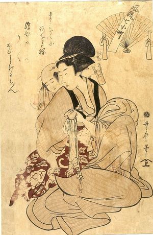 Kitagawa Utamaro: Kneeling Woman and Child from the series Fûryû nana komachi - Harvard Art Museum