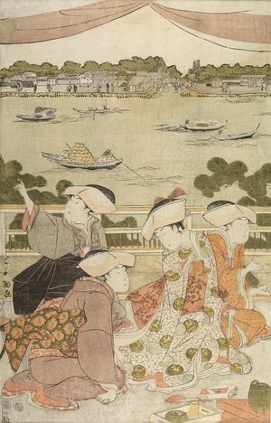 Utagawa Toyokuni I: FOUR ACTORS CROUCHED ON FLOOR - Harvard Art Museum