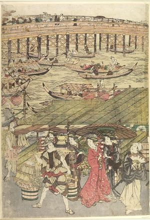 Utagawa Toyokuni I: ENJOYING THE EVENING BREZE AT RYOGOKU BUNGE - Harvard Art Museum