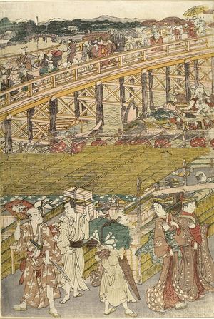 Utagawa Toyokuni I: ENJOYING THE EVENING BREZE AT RYOGOKU BUNGE - Harvard Art Museum