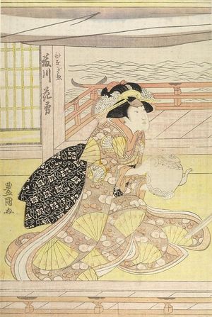 歌川豊国: ACTOR AS WOMAN SEATED WITH TEAPOT - ハーバード大学