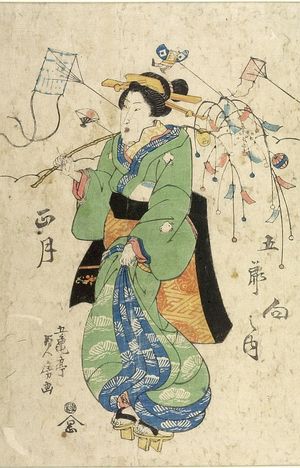 Utagawa Sadafusa: WOMAN IN HIGH GETA - ハーバード大学