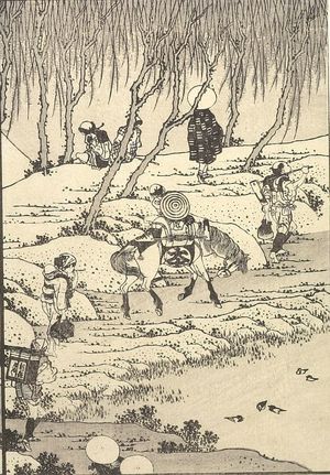 Katsushika Hokusai: Fuji over a Willow Bank (Ryûtô no Fuji): Detatched page from One Hundred Views of Mount Fuji (Fugaku hyakkei) Vol. 1, Edo period, 1834 (Tempô 5) - Harvard Art Museum
