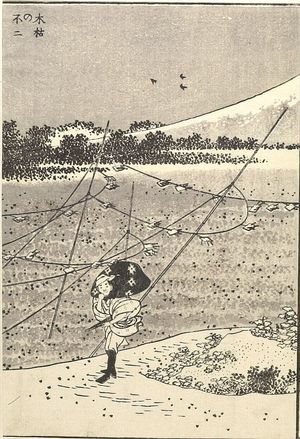 葛飾北斎: Fuji in a Winter Wind (Kogarashi no Fuji): Detatched page from One Hundred Views of Mount Fuji (Fugaku hyakkei) Vol. 1, Edo period, 1834 (Tempô 5) - ハーバード大学