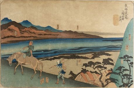 Utagawa Kuniyoshi: Four Stations: Okabe, Fujieda, Shimada and Kanaya, from the series Famous Views of the Fifty-three Stations of the Tôkaidô Road (Tôkaidô gojûsan eki yonshuku meisho), Edo period, circa 1830-1835 (Tenpô 1-6) - Harvard Art Museum