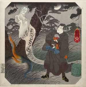 歌川国芳: Nissaka, from the series Fifty-three Pairings for the Tôkaidô Road (Tôkaidô gojûsan tsui), Edo period, circa 1845-1846 (Kôka 2-3) - ハーバード大学