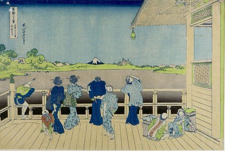 Katsushika Hokusai: Sazai Hall of the Five-Hundred-Rakan Temple in Edo (Gohyaku Rakan-ji Sazaidô), from the series Thirty-Six Views of Mount Fuji (Fugaku sanjûrokkei), Late Edo period, circa 1829-1833 - Harvard Art Museum