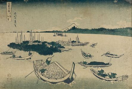 葛飾北斎: Tsukuda Island in Musashi Province (Buyô Tsukuda-jima), from the series Thirty-Six Views of Mount Fuji (Fugaku sanjûrokkei) - ハーバード大学
