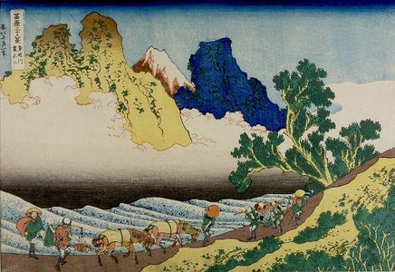 Katsushika Hokusai: Back View of Fuji from the Minobu River (Minobu-gawa ura Fuji), from the series Thirty-Six Views of Mount Fuji (Fugaku sanjûrokkei), Late Edo period, circa 1829-1833 - Harvard Art Museum