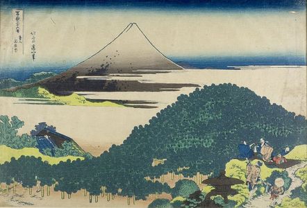 Katsushika Hokusai: The Cushion Pine at Aoyama (Aoyama Enza no matsu), from the series Thirty-Six Views of Mount Fuji (Fugaku sanjûrokkei), Late Edo period, circa 1829-1833 - Harvard Art Museum
