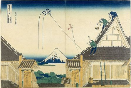 Katsushika Hokusai: The Mitsui Shop on Suruga Street in Edo (Edo Suruga-chô Mitsui-mise ryakuzu), from the series Thirty-Six Views of Mount Fuji (Fugaku sanjûrokkei), Late Edo period, circa 1829-1833 - Harvard Art Museum