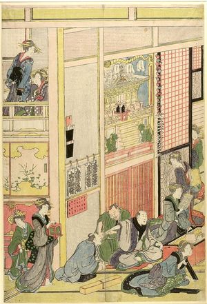 葛飾北斎: Interior of a Yoshiwara Tea House - ハーバード大学