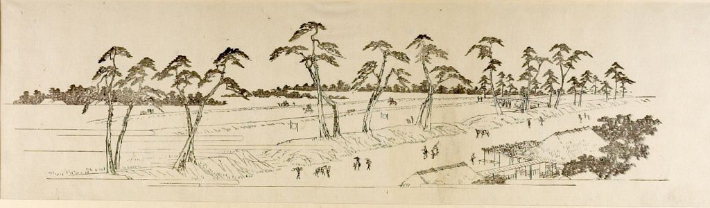 Utagawa Hiroshige: Takata Riding Grounds (Takata no baba) Print from Keyblock - Harvard Art Museum