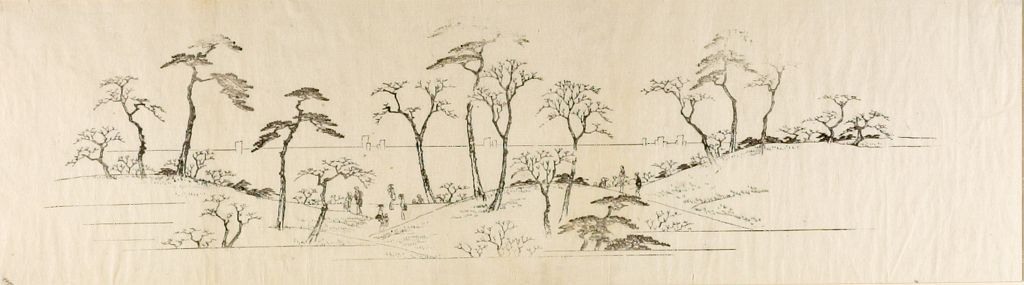 歌川広重: Maples at Kaianji Temple (Kaianji kôyô) Print from Key Block, from Famous Views of Edo - ハーバード大学
