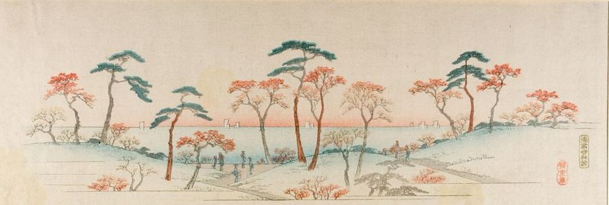 歌川広重: Maples at Kaianji Temple (Kaianji kôyô) from the series Famous Views of Edo - ハーバード大学