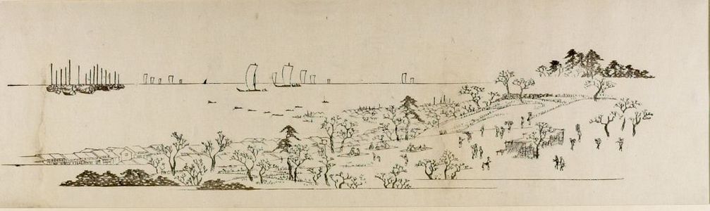 Utagawa Hiroshige: View of Gotenyama (and Shinagawa Bay), Print from Keyblock - Harvard Art Museum