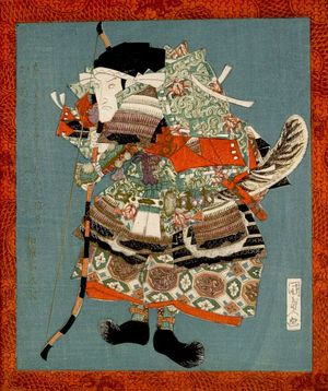歌川国貞: Actor Bando Mitsugorô 3rd as Minamoto no Yorimasa (from a set of three spring kyôka surimono), Edo period, circa 1820? - ハーバード大学