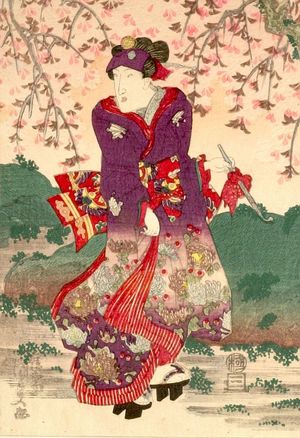 Utagawa Kunisada: Actor Segawa Kikunojô 5th, from an untitled series of actors on the theme of Snow, Moon and Flowers (Setsugekka), Edo period, circa 1825 - Harvard Art Museum